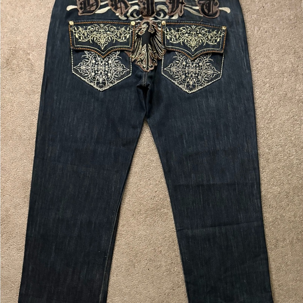 Imperious Mens Jeans 38x32 Goth Grunge Drift Embroidery Y2K Delf Trading Inc